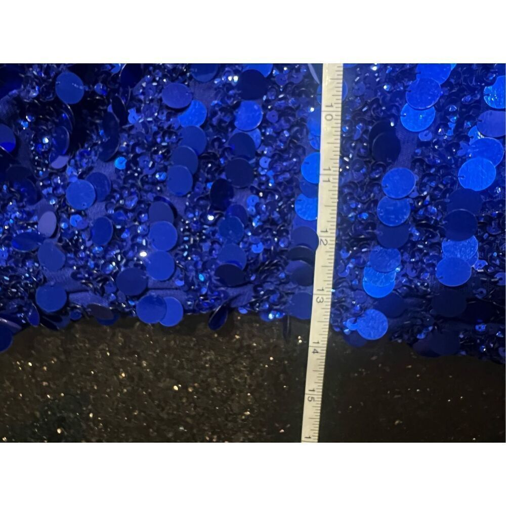 Liv Foster Sexy Beaded One shoulder Sequin Bodycon Dress in Royal Blue size 6 - Picture 4 of 4